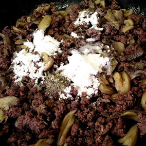 Ground beef mixture for Annie's beef stroganoff