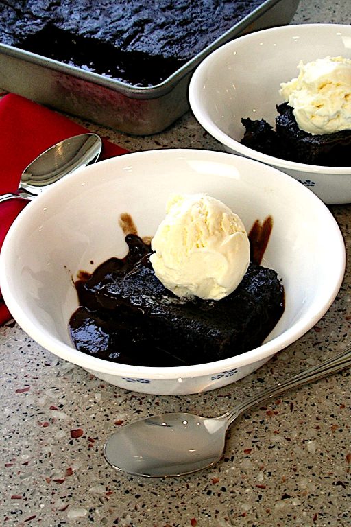 Brownie Pudding Cake with ice cream