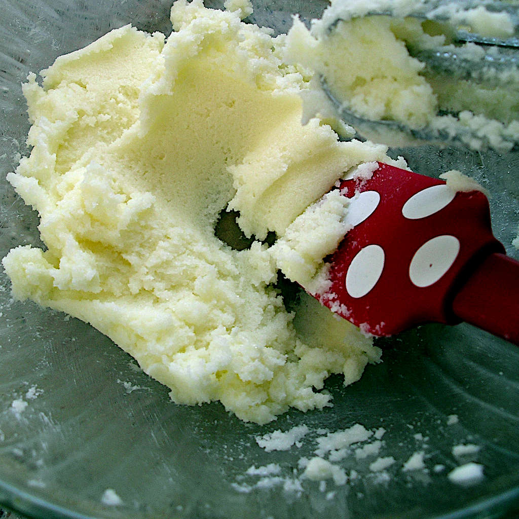 Creaming the butter and sugar for the cake