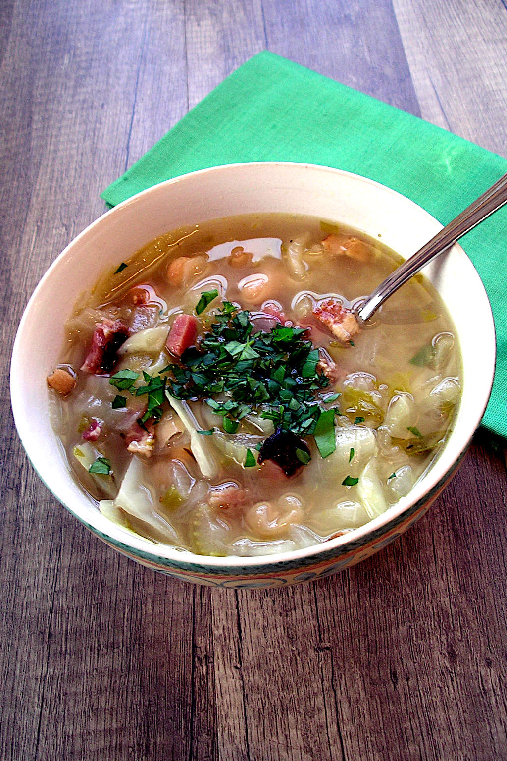 a bowl of ham bone soup 