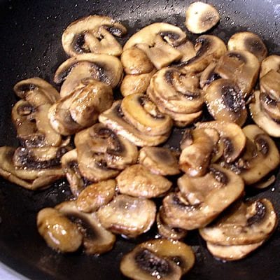 Mushrooms cooked down to duxelles