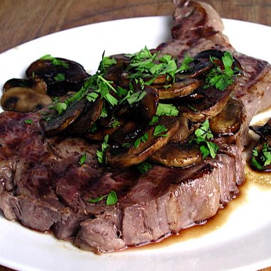 Teriyaki 'Shrooms served with a ribeye steak