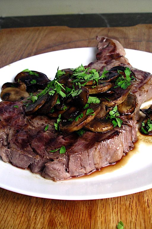 Teriyaki 'Shrooms served with a ribeye steak