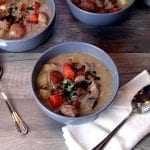 three servings of normandy-style pork stew