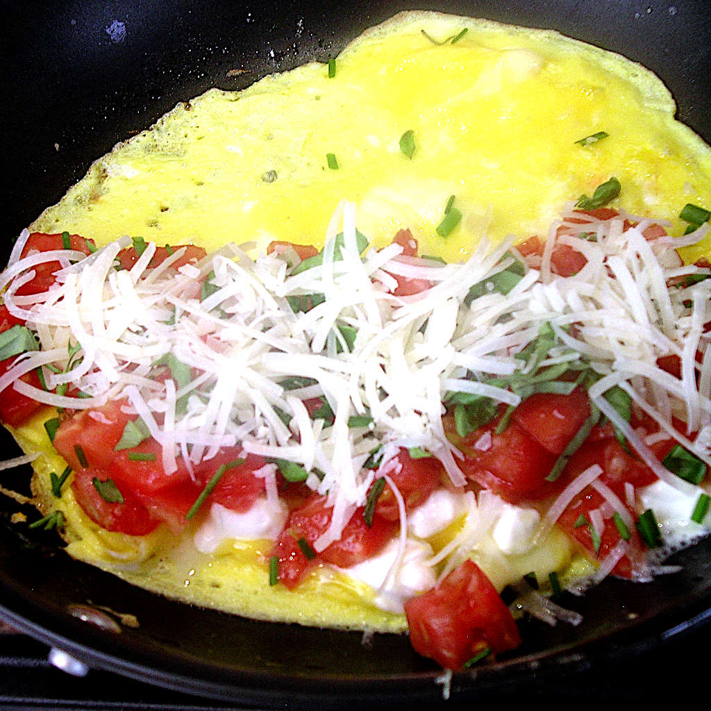 Caprese Omelet, filled