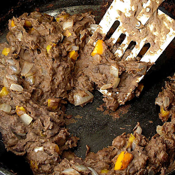 The refried beans, finished cooking