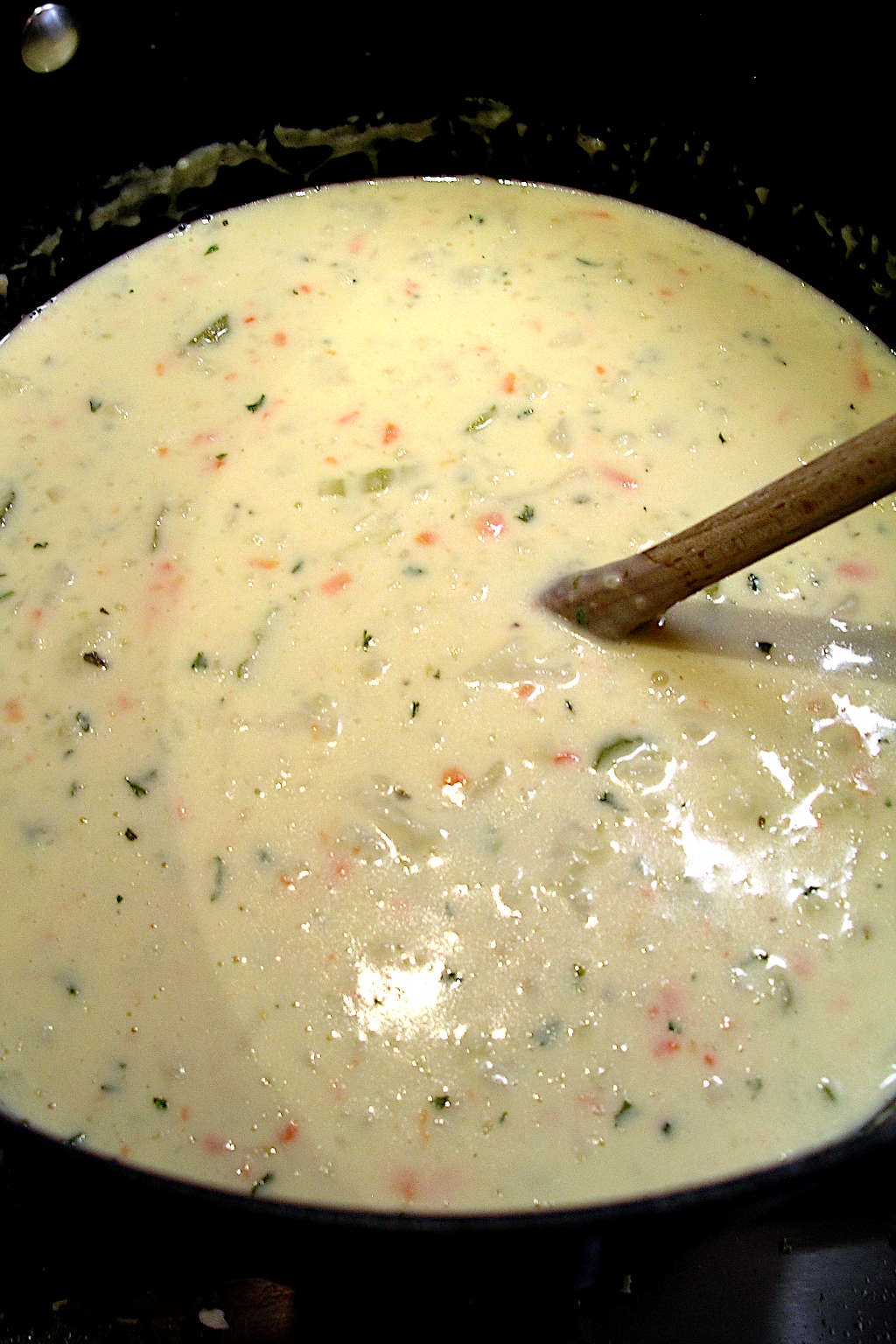 Finished pot of cauliflower soup