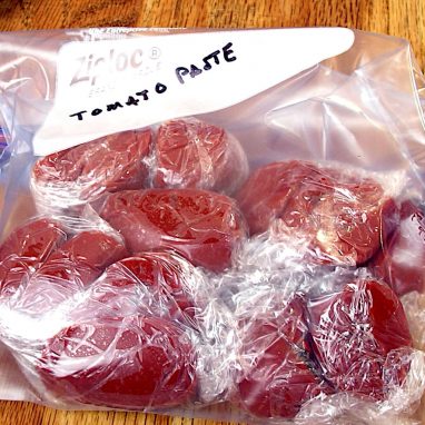 Tomato paste, portioned and packaged